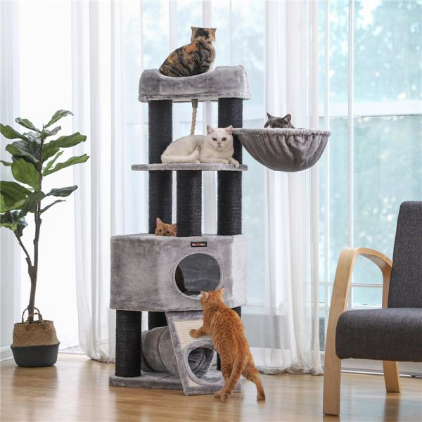 Multi Level Decorative Songmics Cat Tree Fluffy Plush Perch Cuddle Cave
