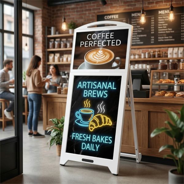 Floor Standing Android Digital Advertising Display 21.5 Inch with LED Fluorescent Writing Board