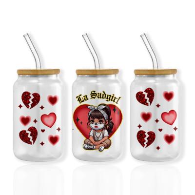 UV DTF Cup Wrap Transfers For Cups Wraps Custom Logo Libbey Glass Tumbler For Printing