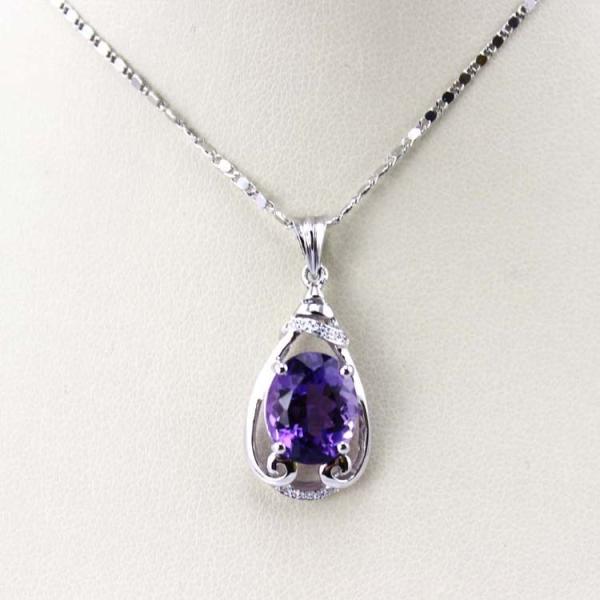925 Silver Jewelry 9mmx11mm Amethyat  Cubic Zircon Pendant(PSJ0406)