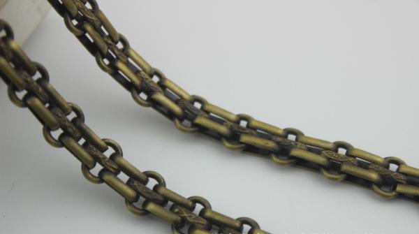 Fashionable classical high quality light gold 12 mm width three rows metal chain for handbags