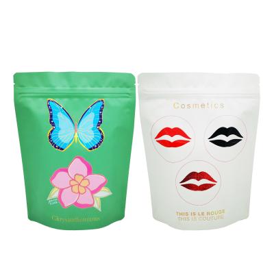 Luxury Design Glossy Spout UV Printed Custom Resealable Pouches With Zipper For Cosmetics Packaging