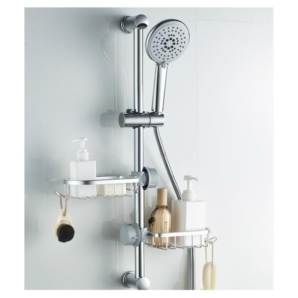 Single Layer Aluminum Shower Storage Basket Soap Basket for Kitchen Bathroom