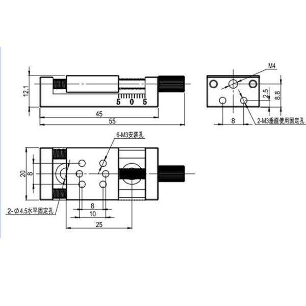 X ось этап перемещения 35mm/65mm/95mm ручной линейный, оптически сползая таблица