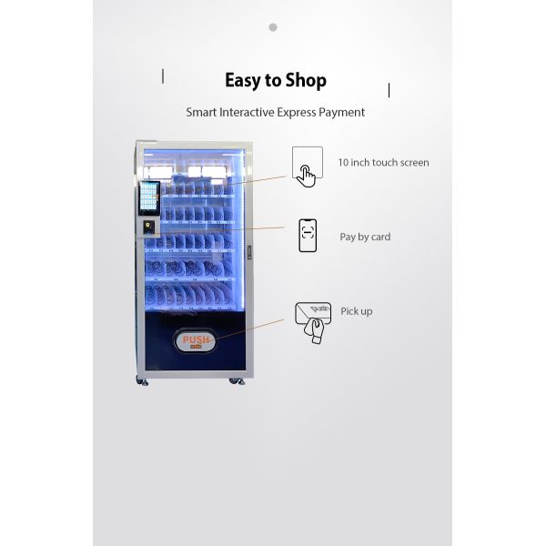 Slim Snack and Drink Vending Machine With 10 Inch Touch Screen for Offices Schools Shopping Malls and Public Spaces
