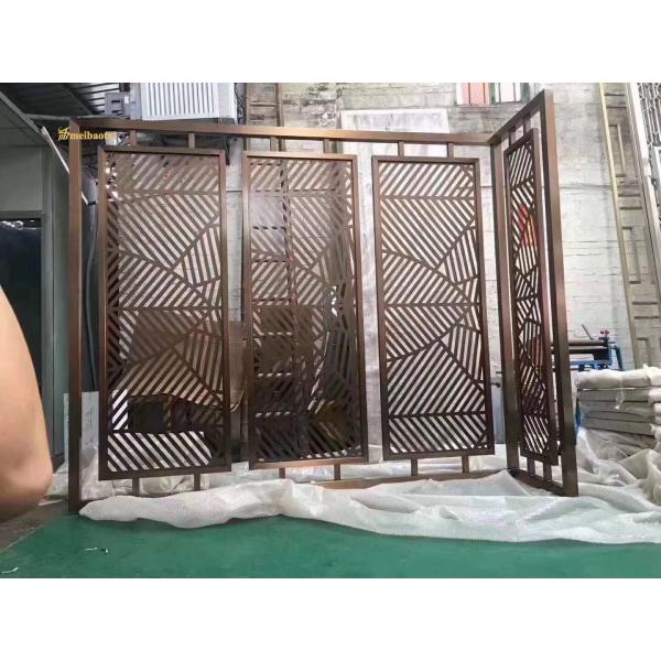 Hairline Stainless Steel Room Divider , Laser PVC Metal Wall Partition