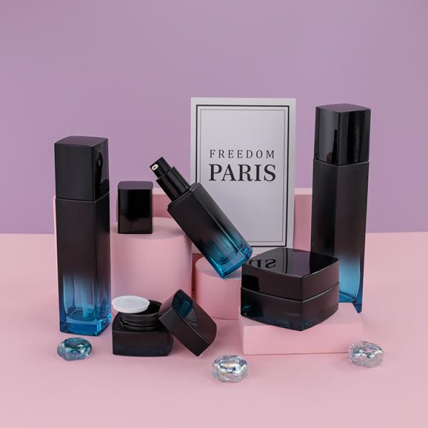 Бутылка насоса розового стекла картины 100ml 3.4oz косметическая для лосьона заботы кожи