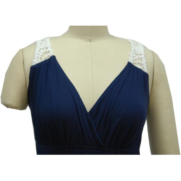 Fashion Deep V Neck Bodycon Dress , Sexy Backless Summer Dresses Navy Blue