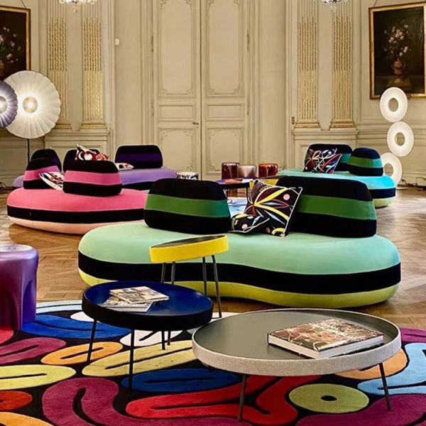 Modern Sectional Sofas Fabric Velvet Living Room Sofas Home Hotel Lobby Combination Modern Leisure Sofa Set