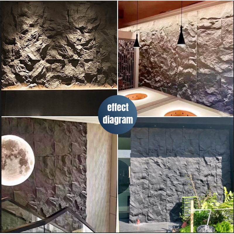Eco-friendly PU Faux Artificial Stone Wall Panel Black White Natural Culture Stone Decoration for Indoor Outdoor