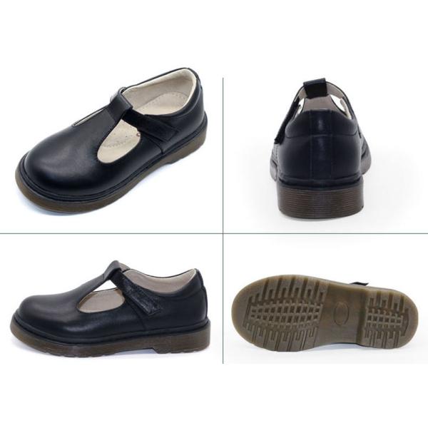 Черная кожаная школьная обувь на заказ с плоским каблуком / резиновой подошвой