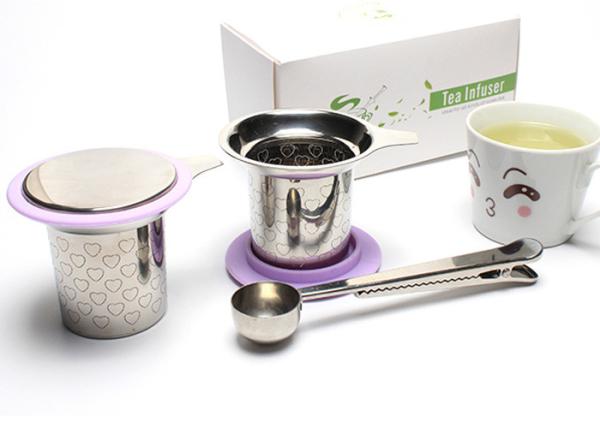 Stainless Steel 304 Wire Mesh Dome Tea Filter Basket Tea Strainer With Colorful Lid