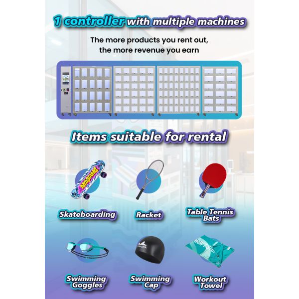 Smart Swimming Gear Locker Vending Machine for Pools & Aquatic Centers — Self-Service Rental & Retail for Goggles, Swim Caps