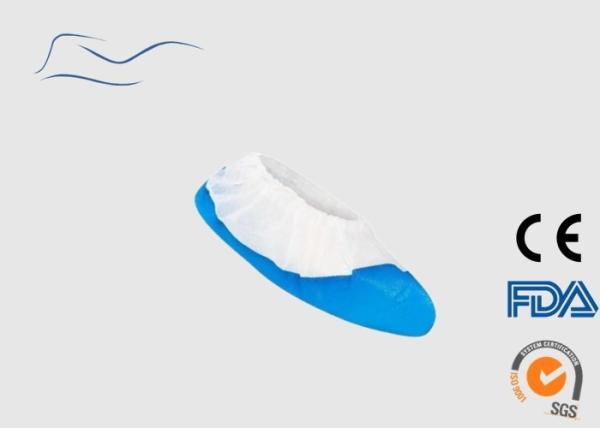Personal Safety Disposable Shoe Covers White / Blue Color CE Certification