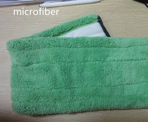 Microfiber Dust Mop 13*51cm Fold Green Coral Fleece Backing White  Wet Mop Pads