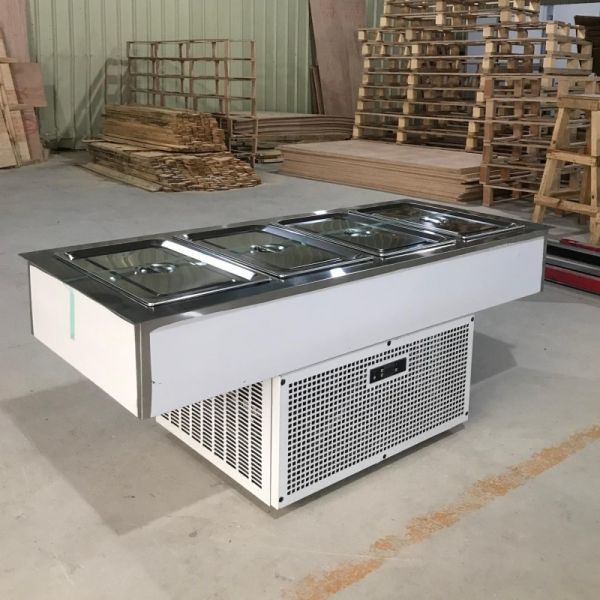 Open Top Refrigerated Salad Prep Table 4 Pans Air Cooling For Supermarket