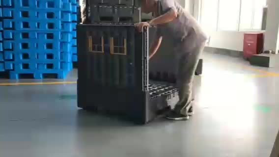 Recyclable foldable collapsible HDPE plastic pallet bin/container