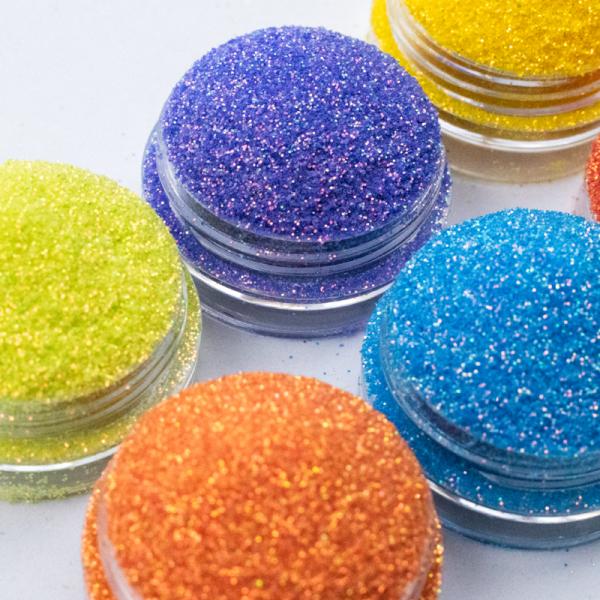 Luminous Yellow Purple Cosmetic Biodegradable Glitter Makeup Powder Bulk DIY Art 1/128