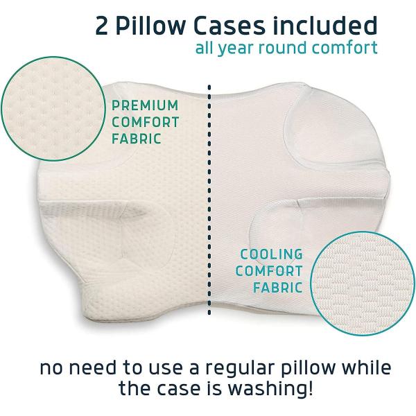 Adjustable Memory Foam Pillow for Side Sleepers Woven Fabric Includes 2 Pillowcases