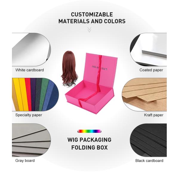 Magnetic Folding Hair Extension Packaging Boxes Fashionable With Silk Satin