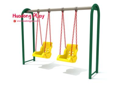 Yellow Color Playground Equipment Swings Double Seats Eu Standard En1176 Gs Safety