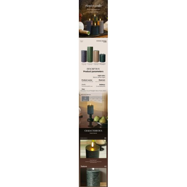Sage Green Remote Control Rechargeable LED Electric Flameless Candle for Banquet
