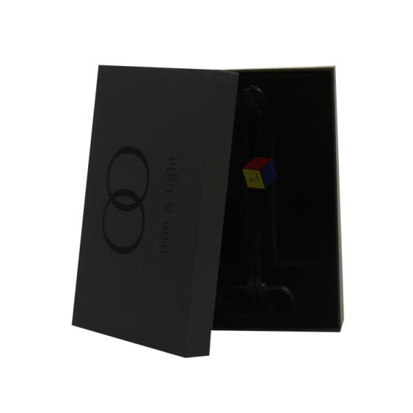 Luxury Black Custom Glossy Logo 2 piece Paper Rigid Cardboard Gift Packaging Box With Lids