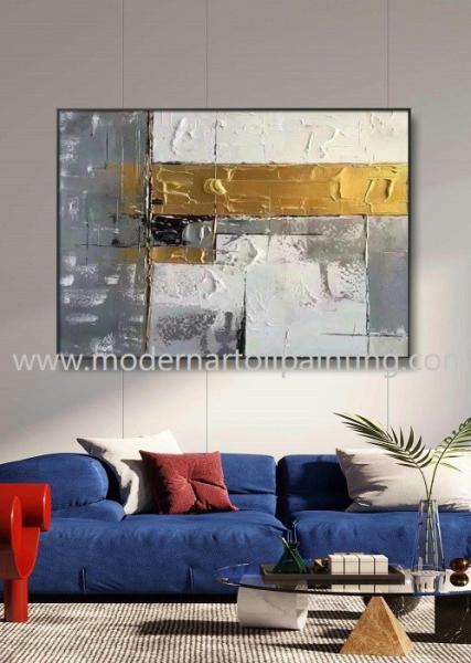 Abstract Golden 3D Art Paintings Canvas Decorative For Office Decoration