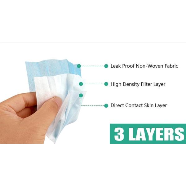 Blue 3 Ply Disposable Face Mask , Non Woven Fabric Face Mask Ear Wearing Type