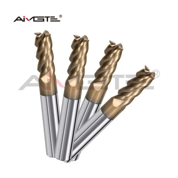 4 Flute Solid Carbide End Mill Nano Bronze Coating CNC Milling Tools For Hard Materials HRC60
