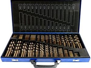 230pcs HSS Titanium Coated Drill Bit Set in Steel Index