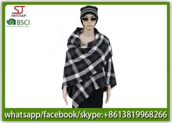 Woven plaid tassel poncho 239g140*140cm100%Acrylic best price high quality direct factory supply BSCI keep warm