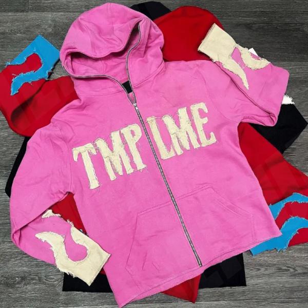 Regular Fit Distressed Embroidery Hoodie Unisex Hoodies Raw Hem Cropped Hoodie