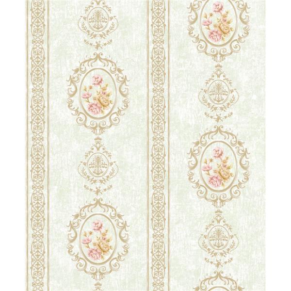 Colorful Floral Damask American Style Wallpaper For Bedroom Background , Non - Pasted
