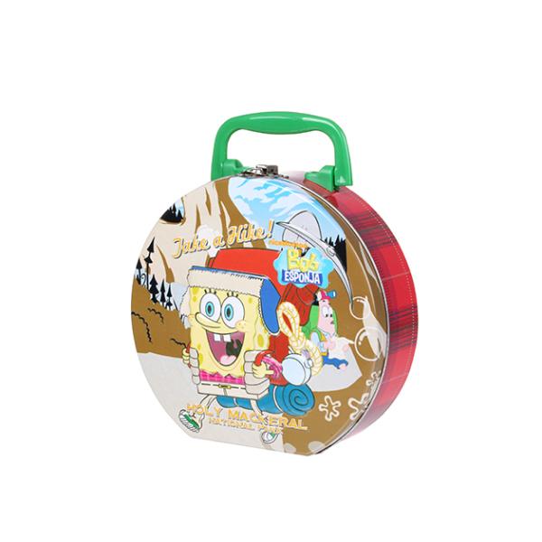 Caixa redonda pequena da lata do almoço escolar com janela do Pvc, recipientes da lancheira