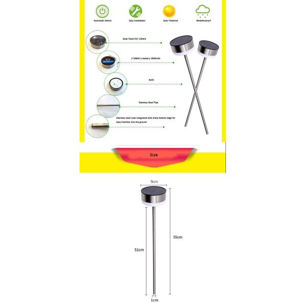 Солнечная приведенная в действие на открытом воздухе лужайка освещает погодостойкое основание 80Лм нержавеющей стали ИП65