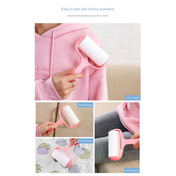 High Adhesion Clothes & Pet Hair Remover Solid Stock Magic Sticky Paper Brush Tealable Lint Roller Paper Core