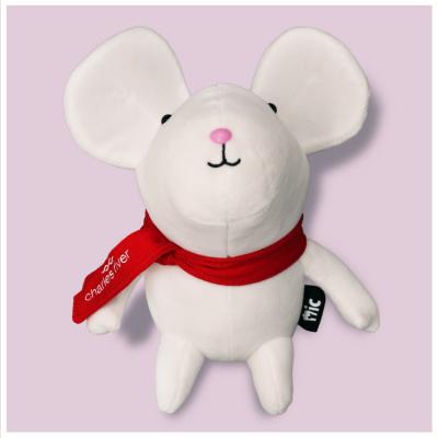 White Plush Mouse Toys OEM Cotton Plush Toys Poly Bag Packing