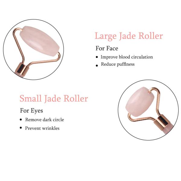 Customized Logo Availabled Rose Gold Jade Roller for Face Skin Care 100% Natural Double Head Rose Quartz Facial Roller Face Slimming