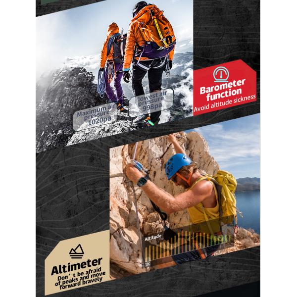 KR82 2.1'' Sports Smart Watch Large Screen Compass Heart Rate Monitoring Flashlight