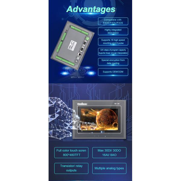 Пикселов пароля 800*480 PLC сетноого-аналогов вход-выхода HMI комбинированные 8 сдержанных