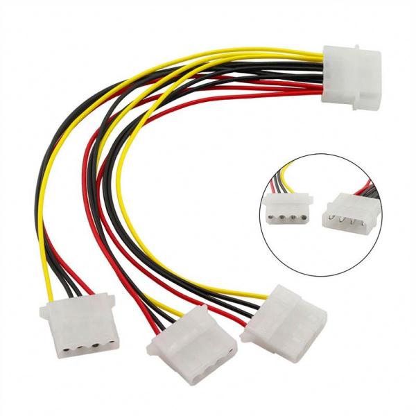 Computer Power Supply Y Splitter Adapter Cable Molex 4 Pin Male To 3*4 Pin Female Custom Length