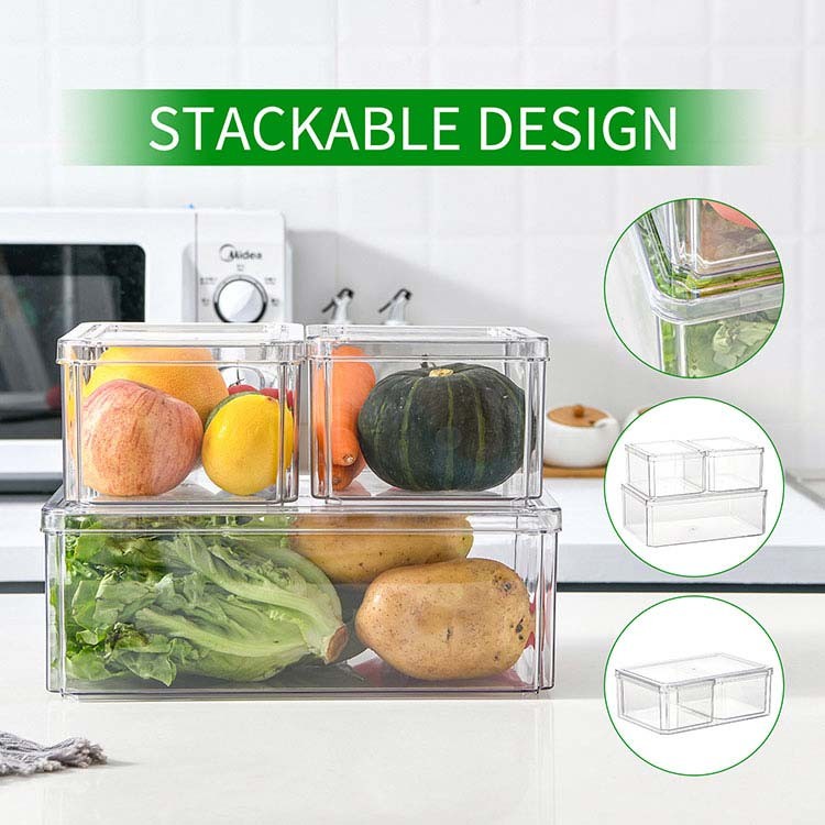 Организатор холодильника ясного свежего хранения Stackable пластиковый с крышкой