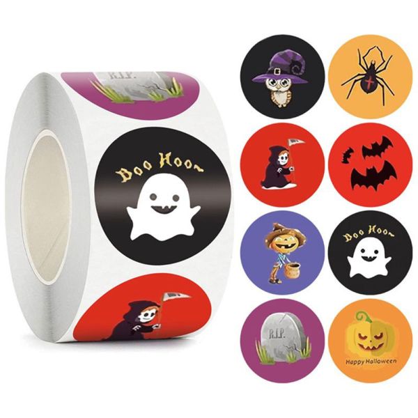 1Inch Removable Cute Holiday Round PVC Label Sticker Decals Roll