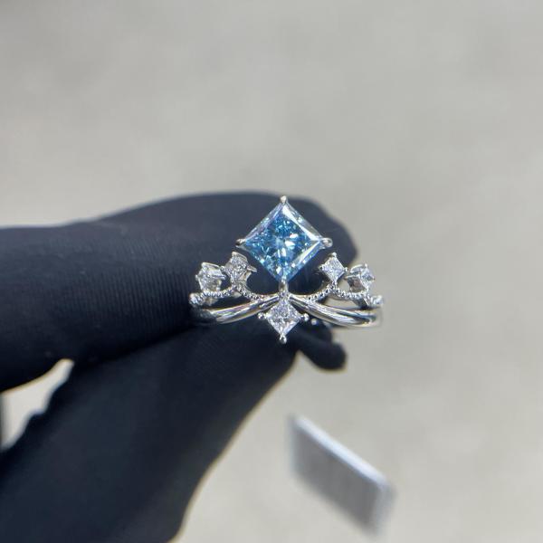Igi Certificado 1.03ct Feminino Laboratório Crescido Anéis de Diamante Corte Princesa