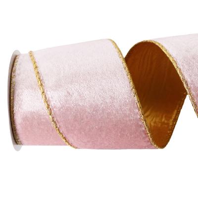 Organza Custom Double Wired Pink Grey Ribbon para embalagens de presentes e ocasiões especiais