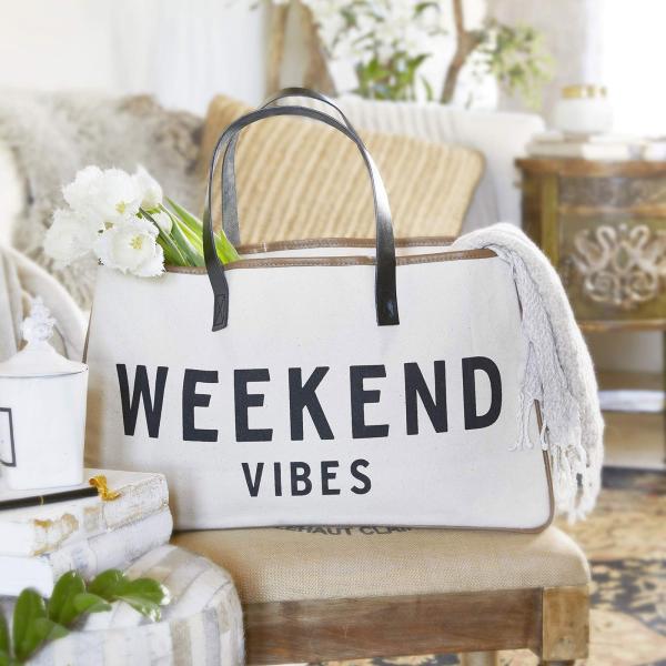 Reusable Canvas Grocery Shopping Tote Bag in Organic Cotton Material with Letter Print