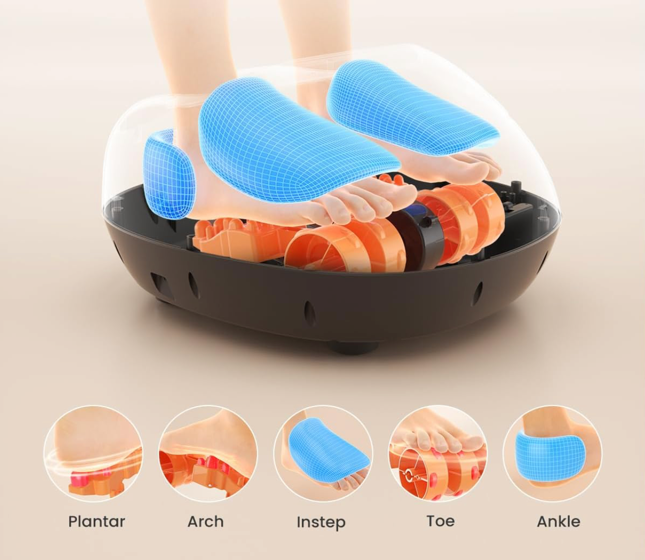 Shiatsu Foot Massager Machine with Heat & 5 Adjustable Intensity Levels