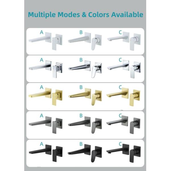 All Copper Wall Mounted Wash Basin Tap Embedded Customized Size