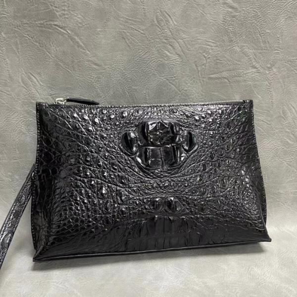 Authentic Real True Alligator Leather Men's Wristlets Clutch Bag Genuine Exotic Crocodile Skin Male Large ZIP Card Purse